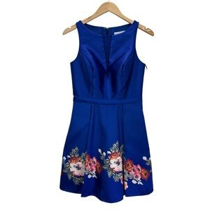 Fiesta Fashion Royal Blue Fit‑Flare Prom Homecoming Dress Floral Sweet 16 Small